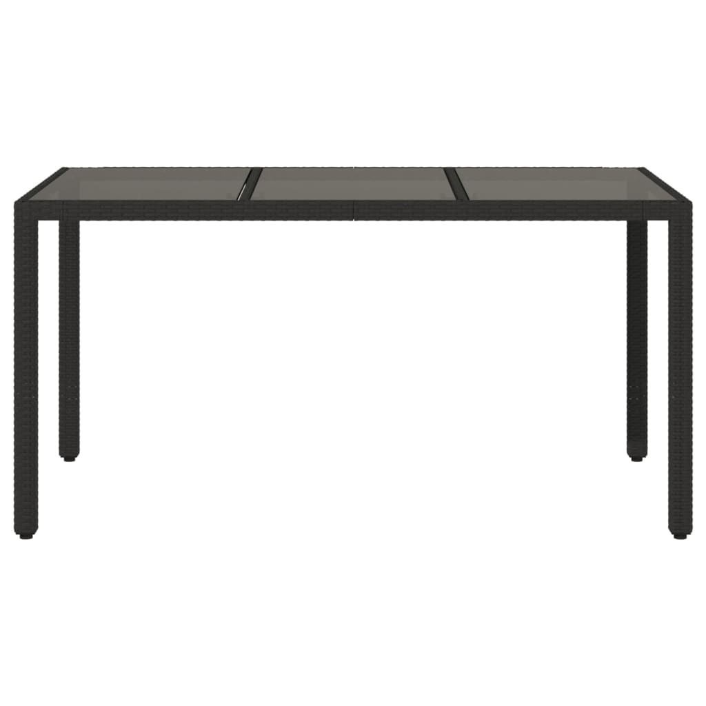 Mesa de jardim com tampo de vidro 150x90x75 cm vime PE preto