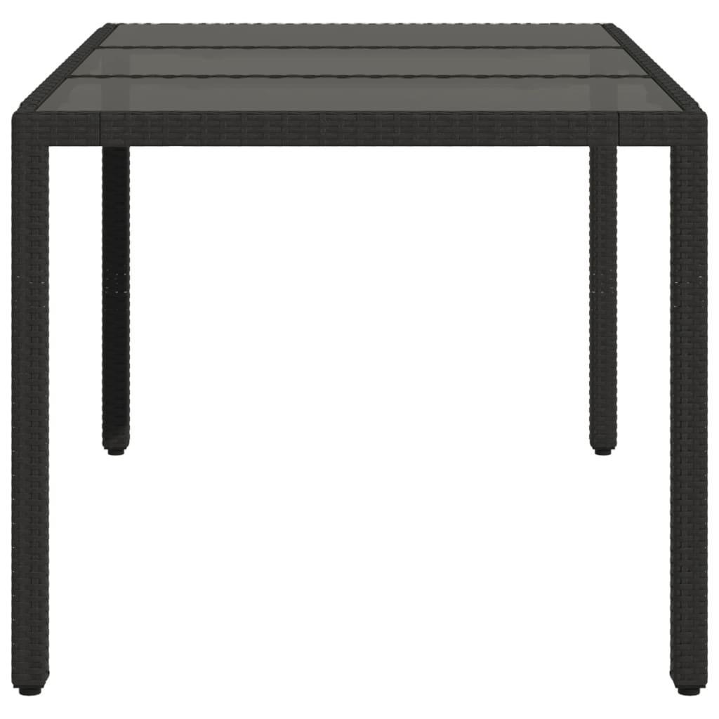 Mesa de jardim com tampo de vidro 150x90x75 cm vime PE preto