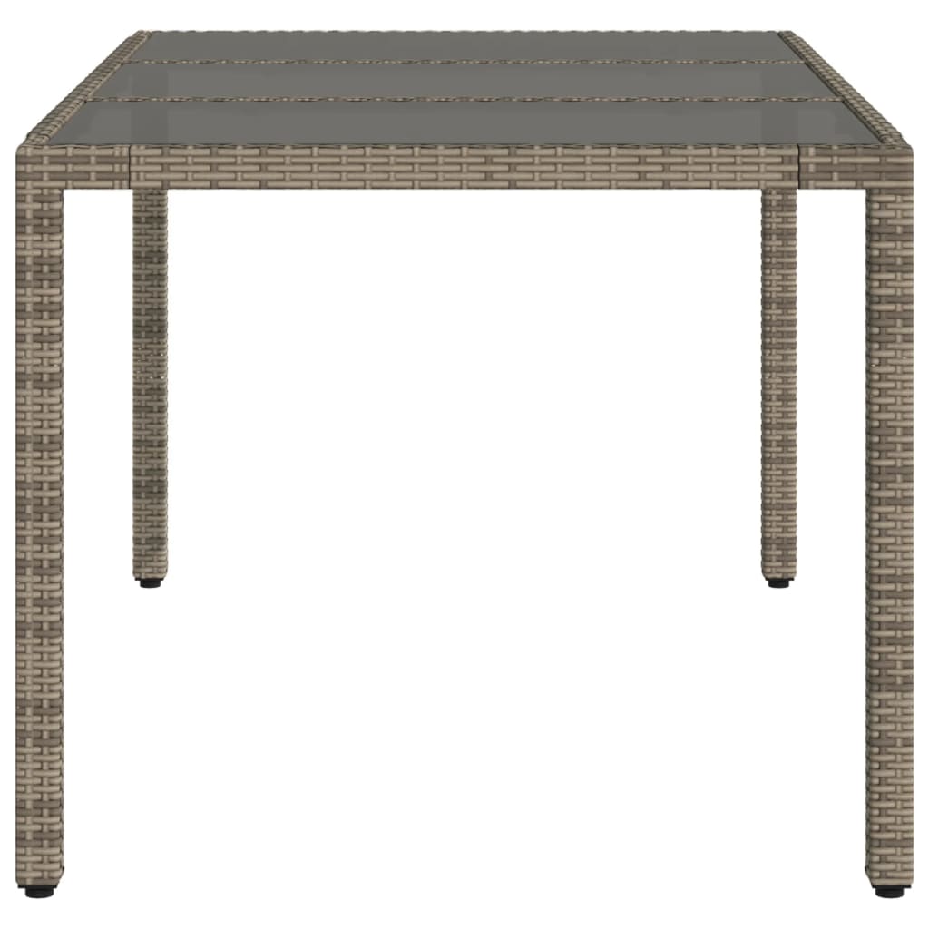 Mesa de jardim com tampo de vidro 150x90x75 cm vime PE cinzento