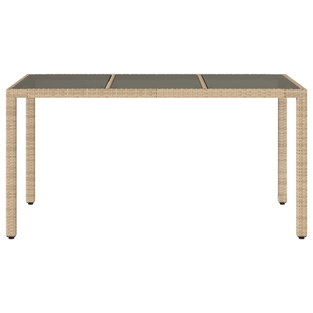 Mesa de jardim com tampo de vidro 150x90x75 cm vime PE bege