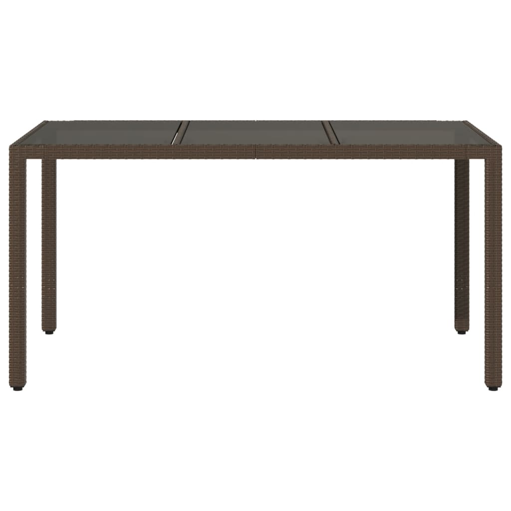 Mesa de jardim com tampo de vidro 150x90x75 cm vime PE castanho