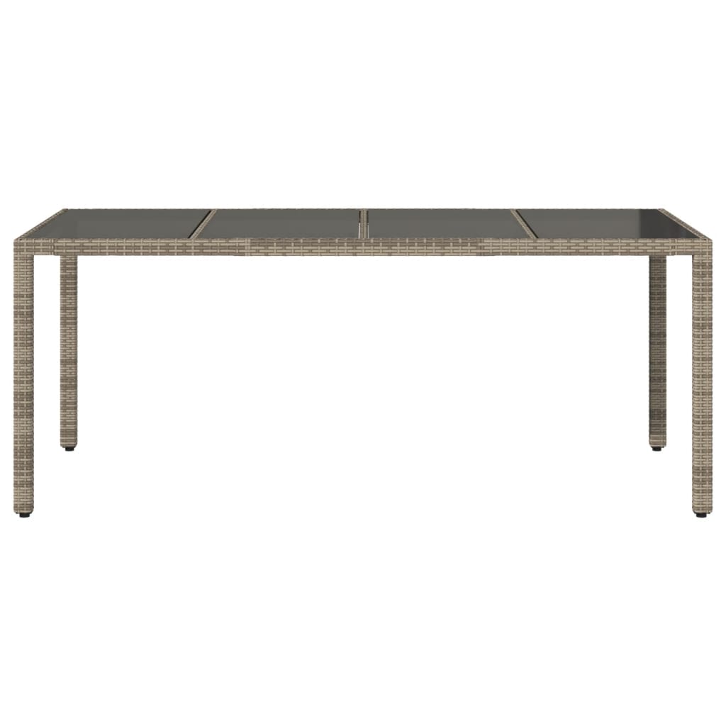 Mesa de jardim com tampo de vidro 190x90x75 cm vime PE cinza