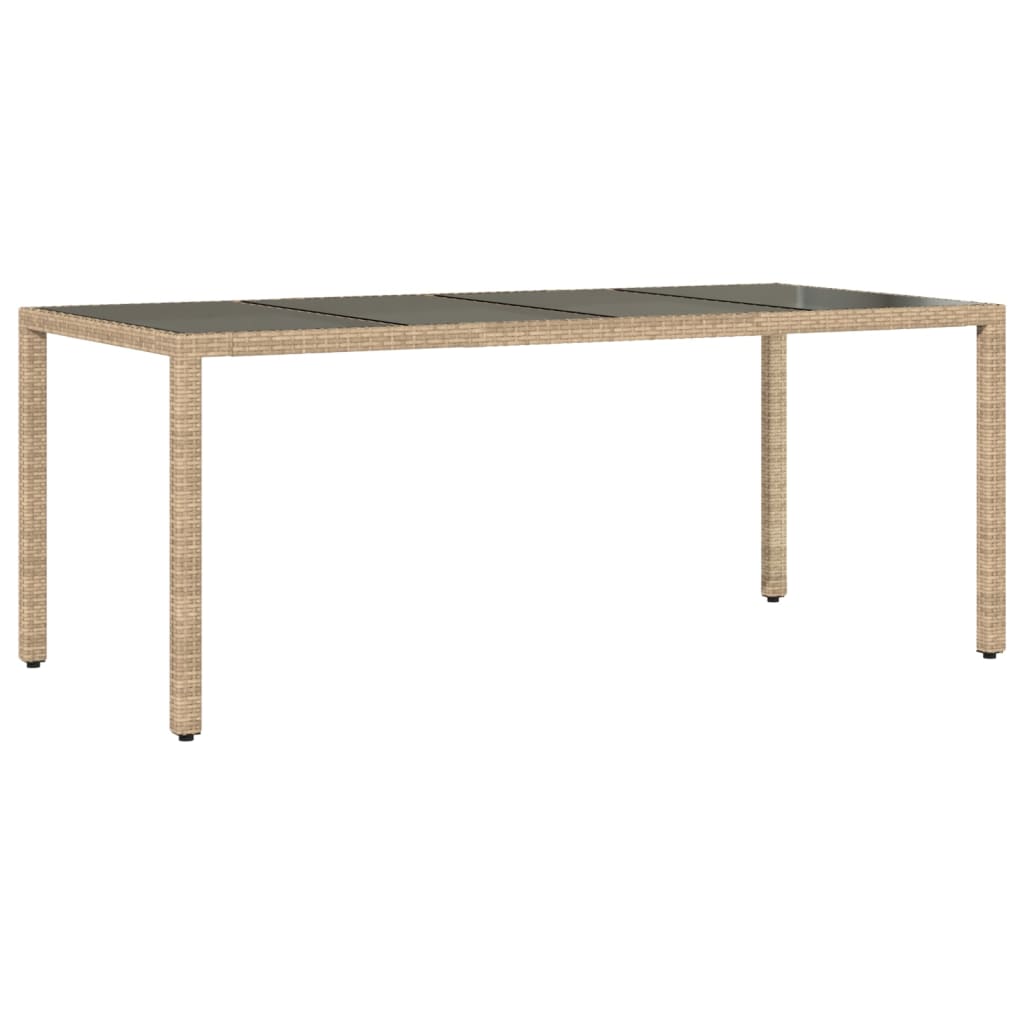 Mesa de jardim com tampo de vidro 190x90x75 cm vime PE bege