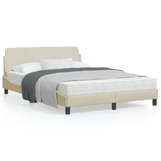 Estrutura de cama c/ cabeceira 120x200 cm tecido cor creme