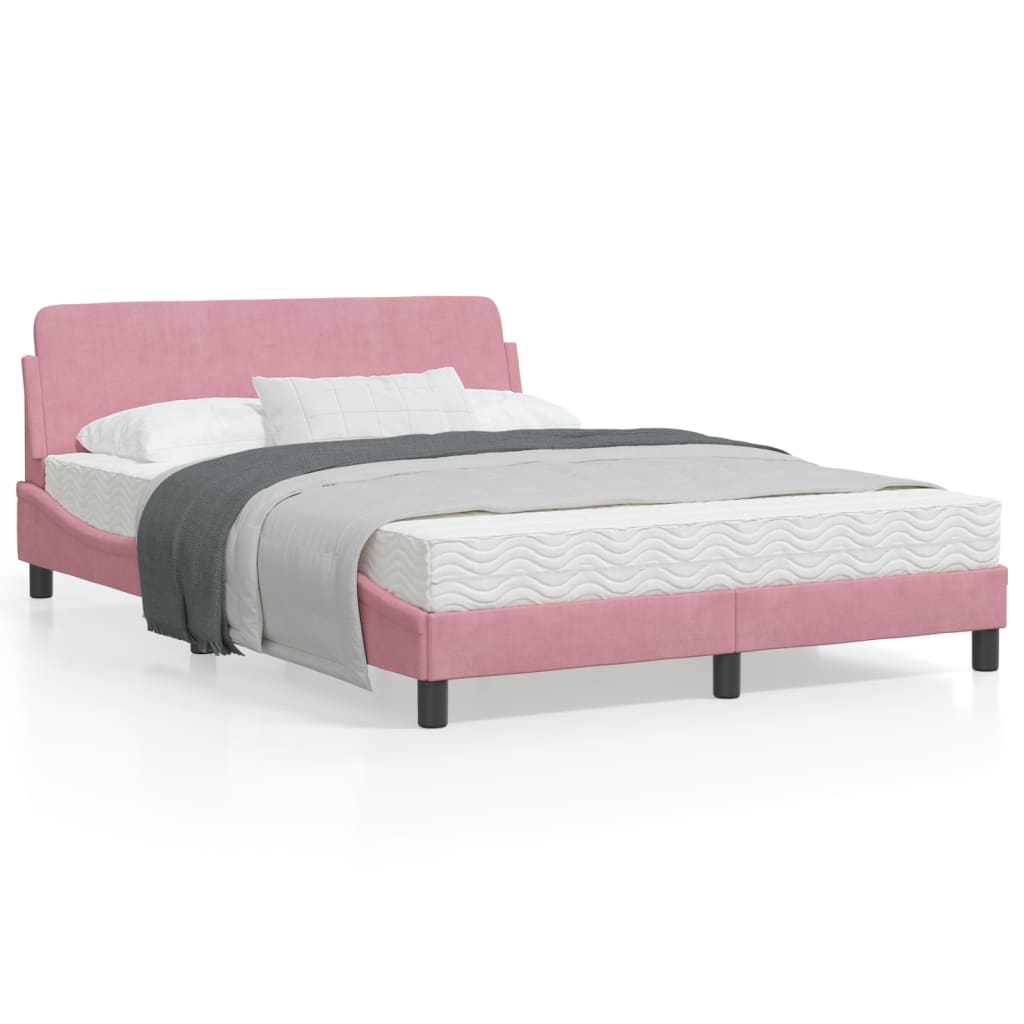 Estrutura de cama c/ cabeceira 120x200 cm veludo rosa