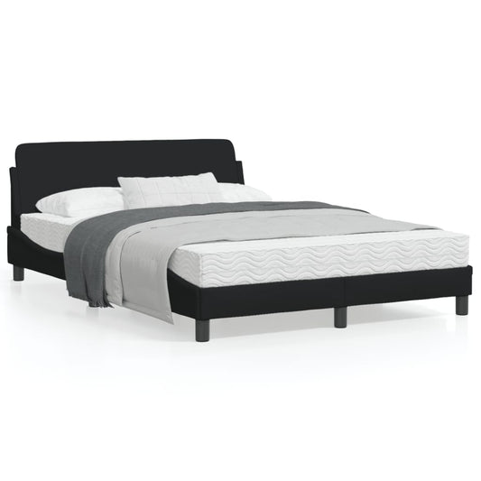 Estrutura de cama c/ cabeceira 140x190 cm tecido preto