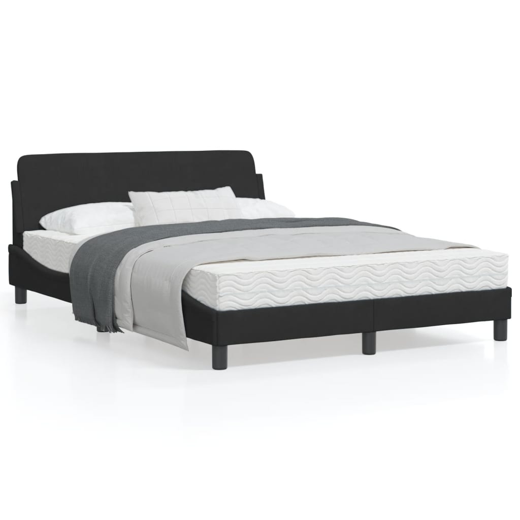 Estrutura de cama c/ cabeceira 140x190 cm veludo preto