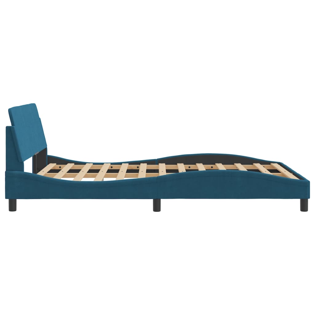 Estrutura de cama com cabeceira 140x190 cm veludo azul