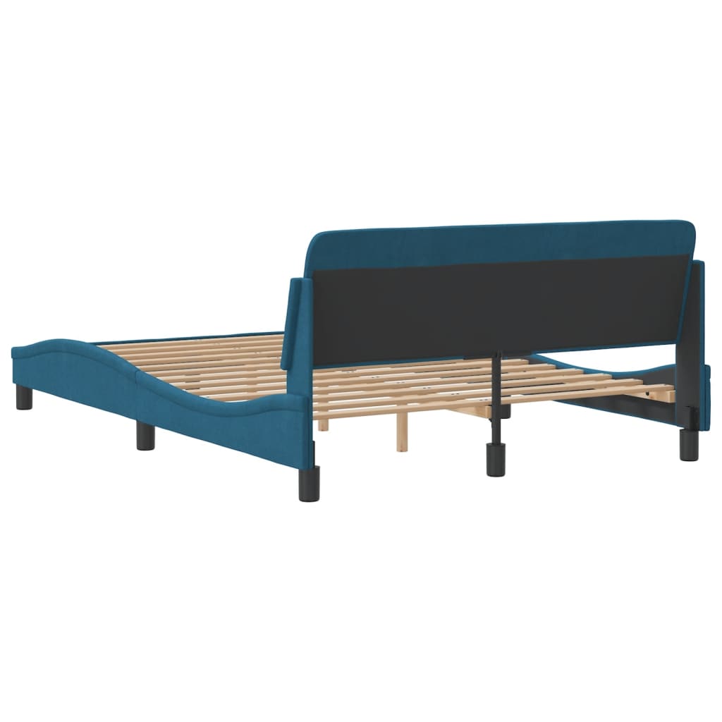 Estrutura de cama com cabeceira 140x190 cm veludo azul