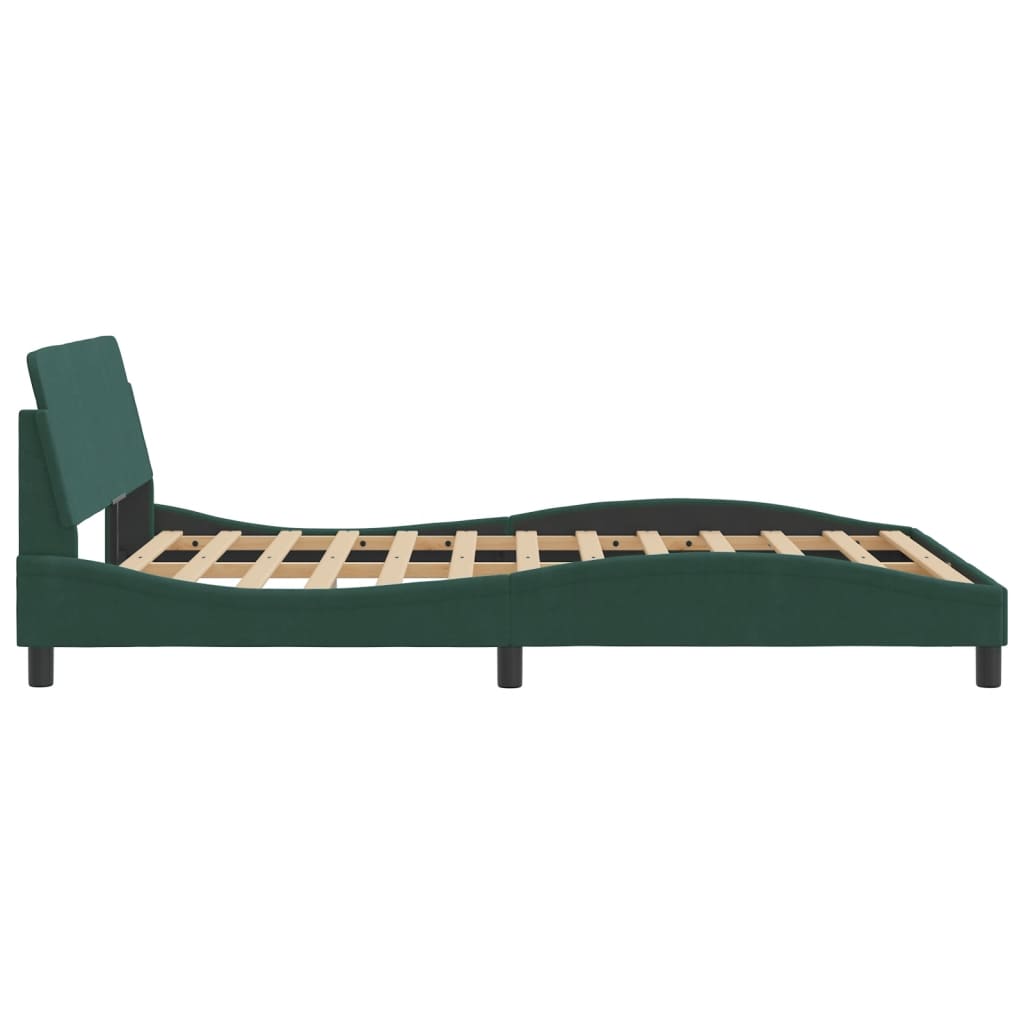 Estrutura de cama c/ cabeceira 140x200 cm veludo verde-escuro