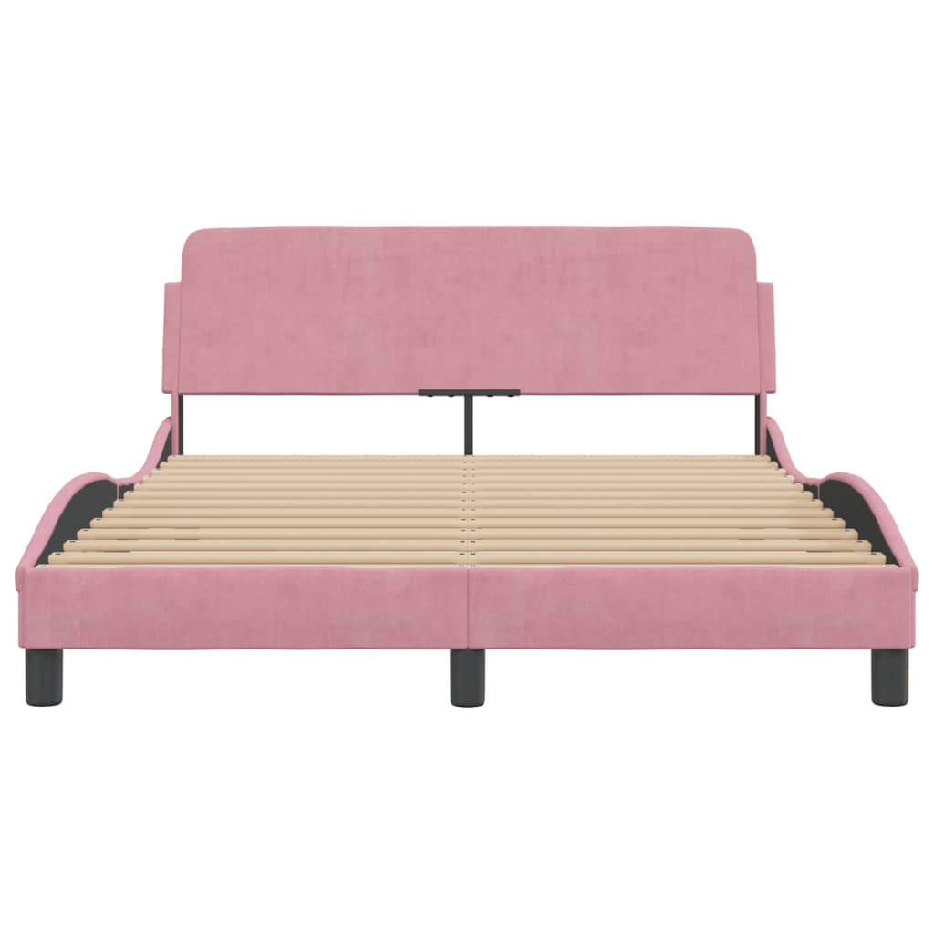 Estrutura de cama c/ cabeceira 140x200 cm veludo rosa