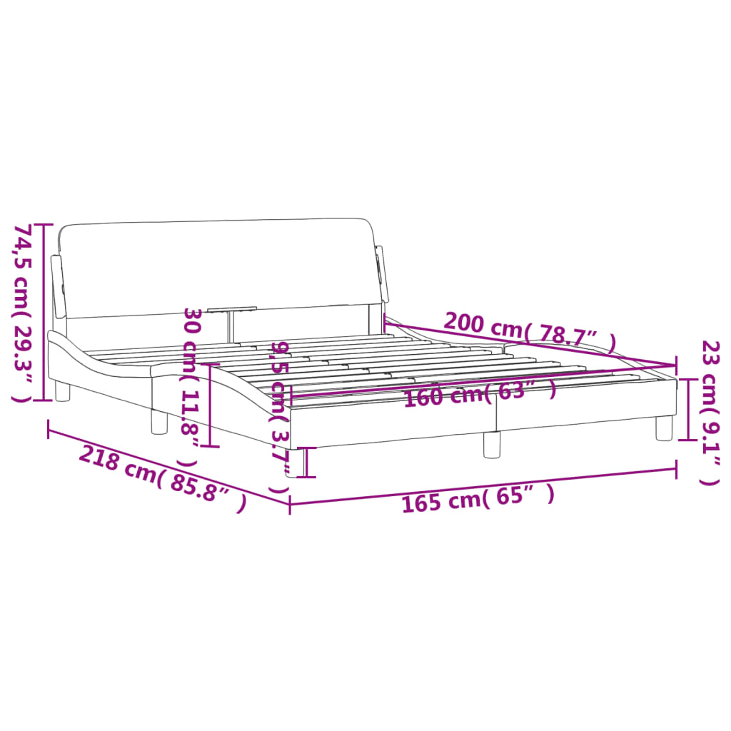 Estrutura de cama 160x200 cm tecido castanho-escuro