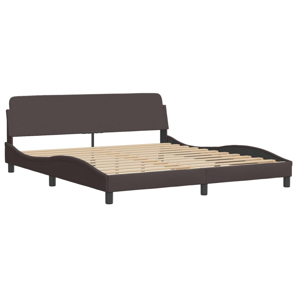 Estrutura de cama 180x200 cm tecido castanho-escuro