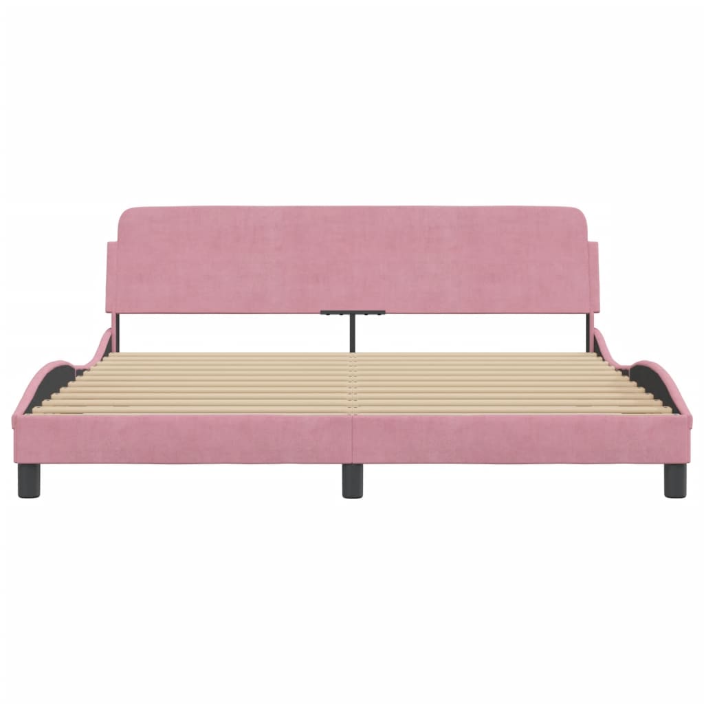 Estrutura de cama c/ cabeceira 180x200 cm veludo rosa