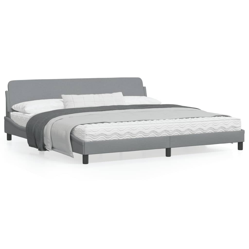 Estrutura de cama 200x200 cm tecido cinzento-claro