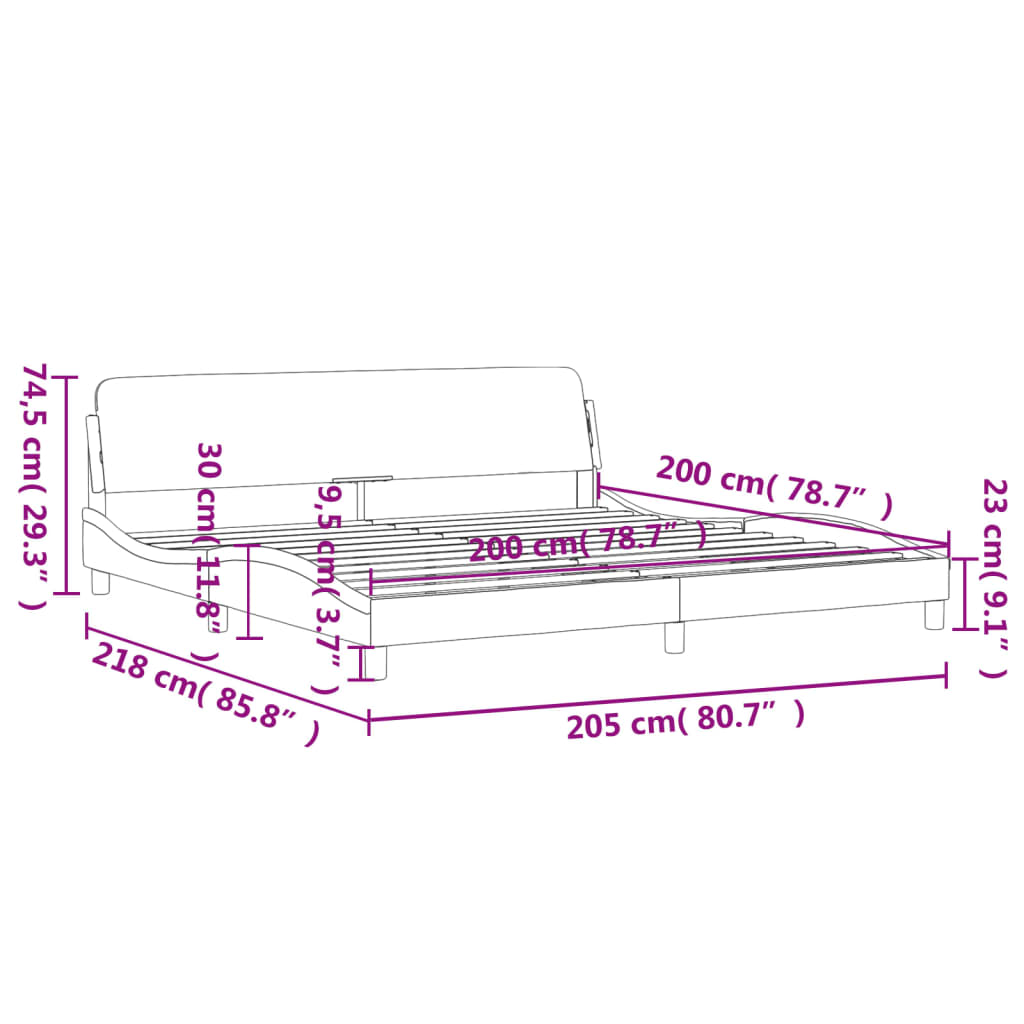 Estrutura de cama com cabeceira 200x200 cm tecido cor creme