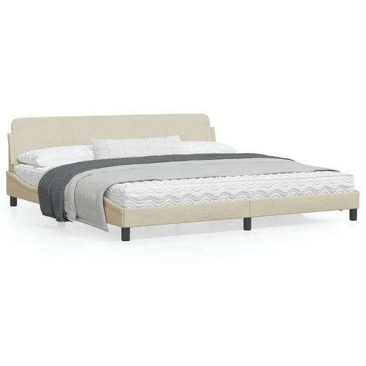 Estrutura de cama com cabeceira 200x200 cm tecido cor creme