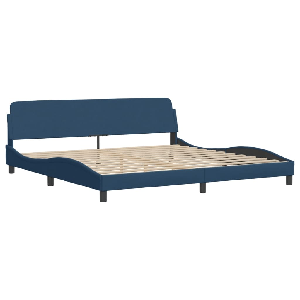 Estrutura de cama com cabeceira 200x200 cm tecido azul