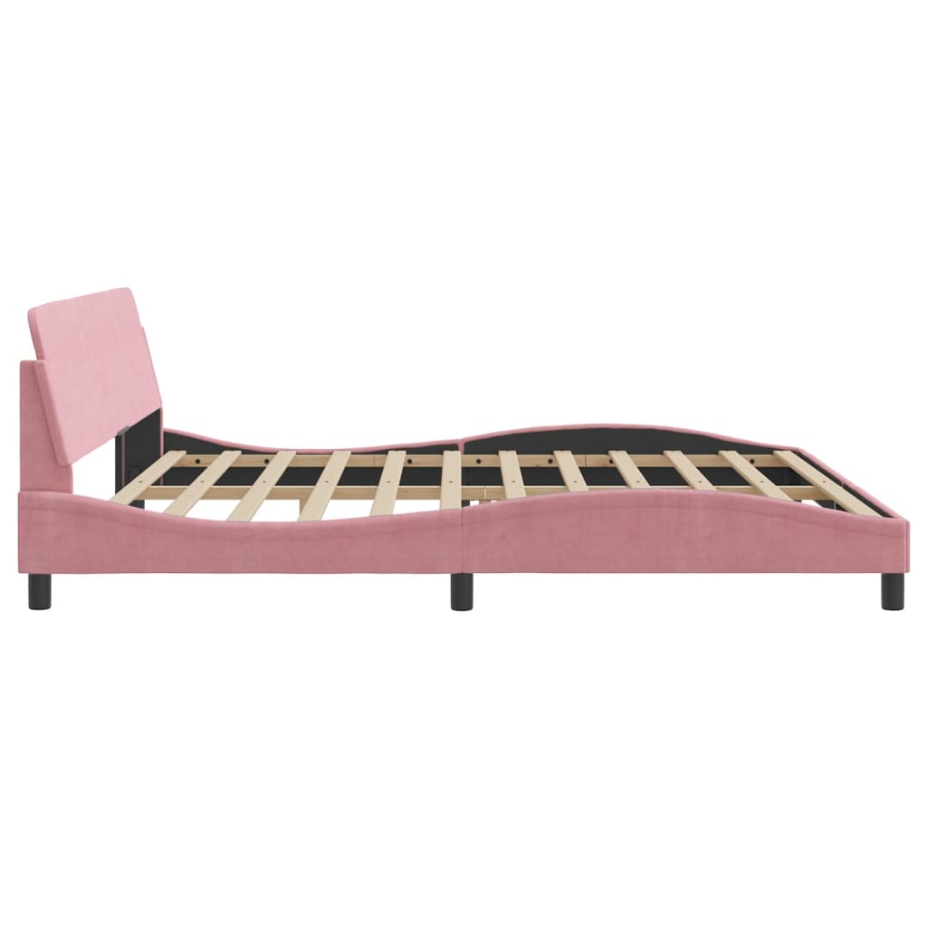 Estrutura de cama c/ cabeceira 200x200 cm veludo rosa