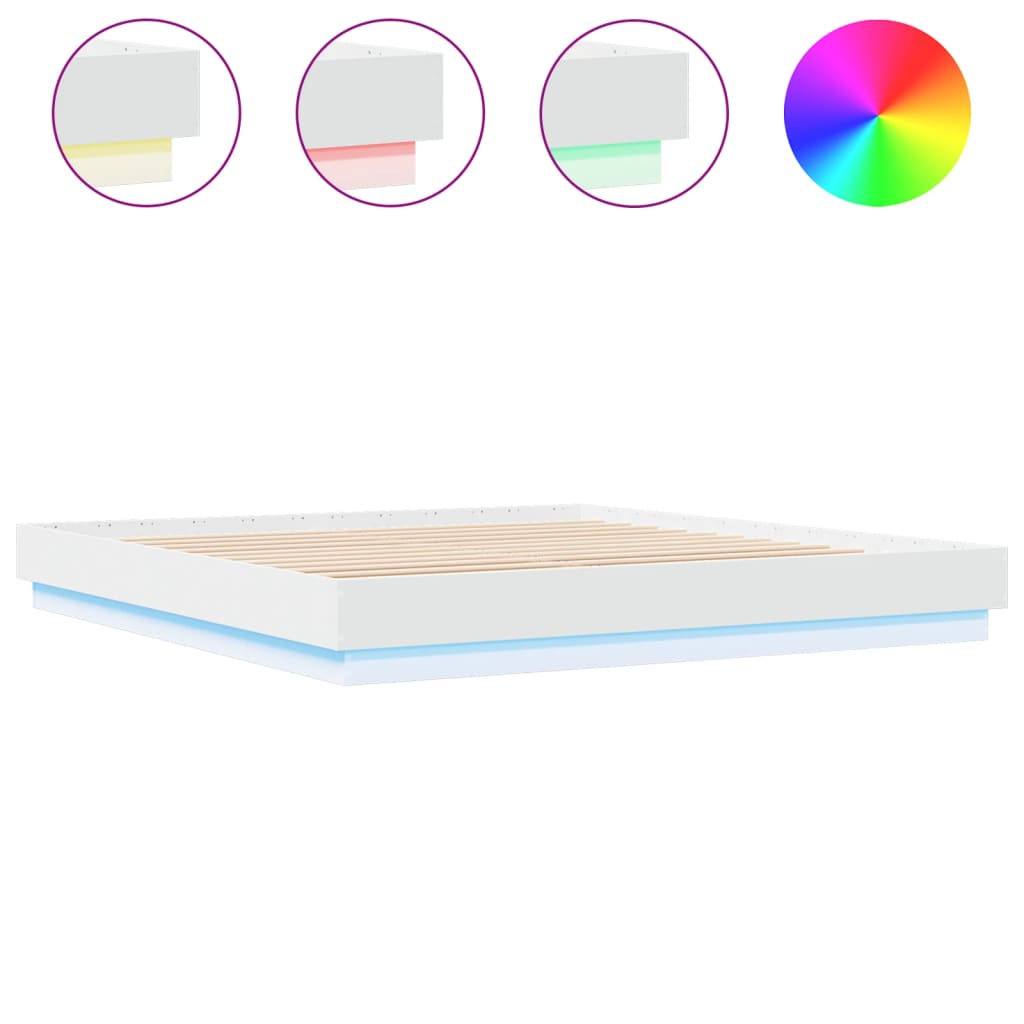 Estrutura de cama com luzes LED 180x200 cm branco