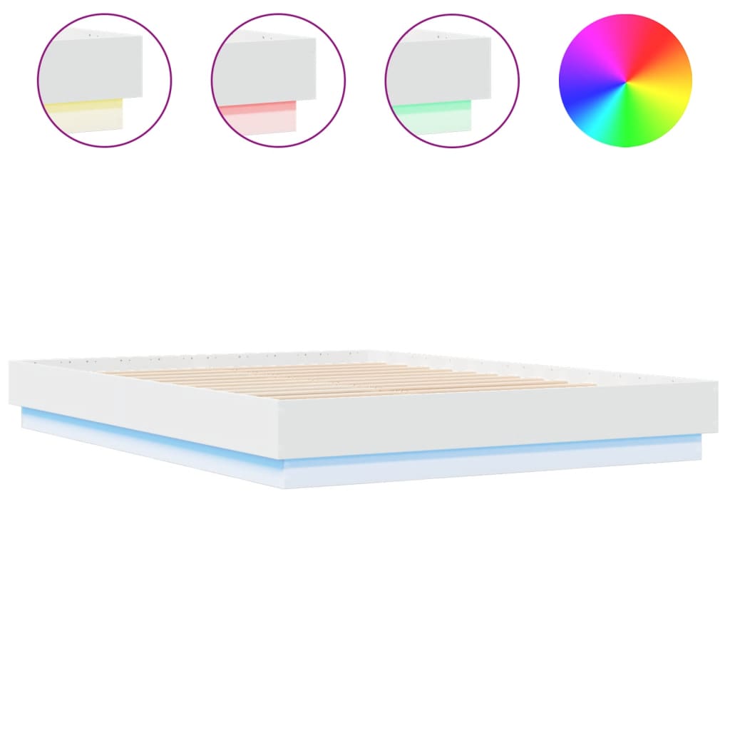 Estrutura de cama com luzes LED 160x200 cm branco