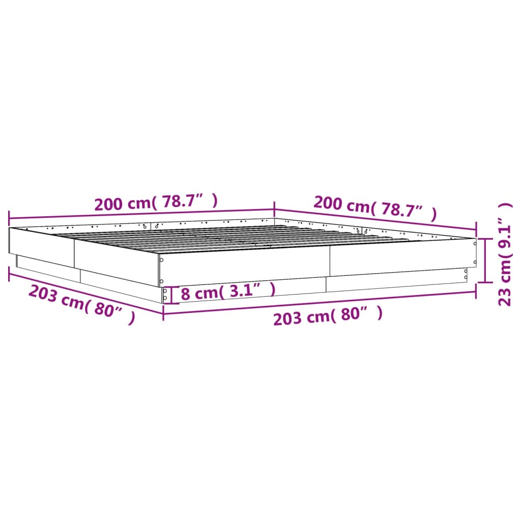 Estrutura de cama 200x200 cm derivados de madeira branco