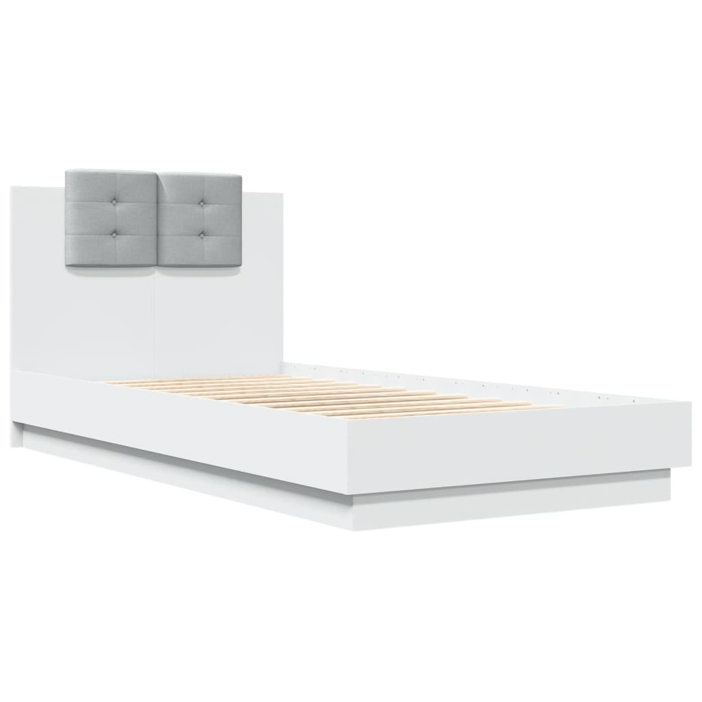 Estrutura de cama c/ cabeceira 90x190 cm deriv. madeira branco