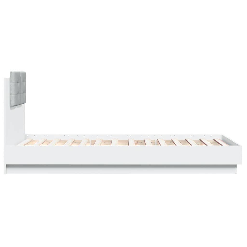 Estrutura de cama c/ cabeceira e luzes LED 90x190 cm branco