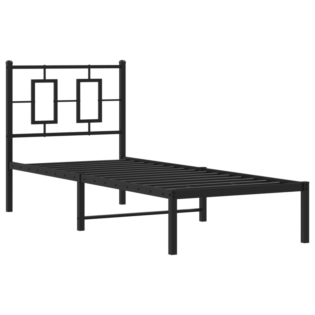 Estrutura de cama com cabeceira 75x190 cm metal preto