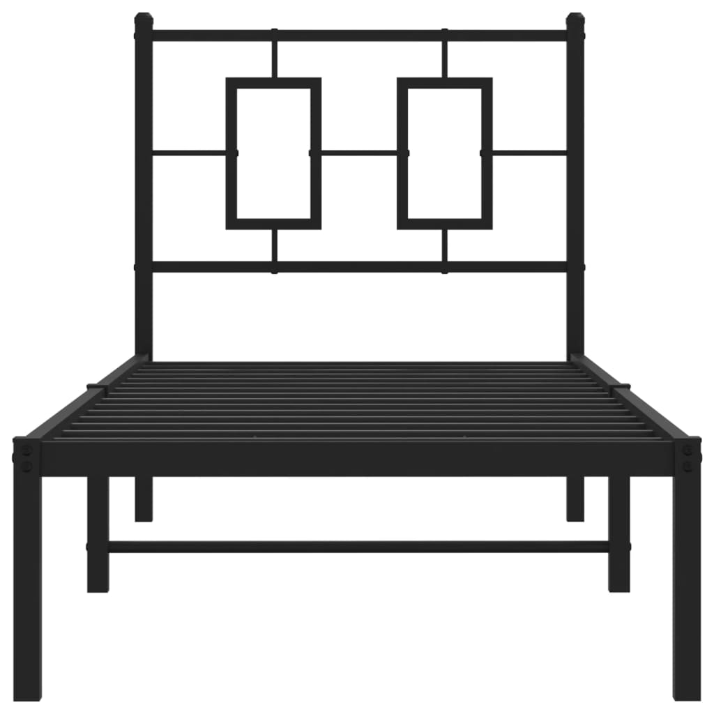 Estrutura de cama com cabeceira 75x190 cm metal preto