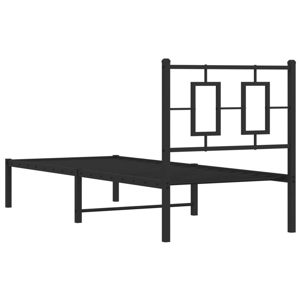 Estrutura de cama com cabeceira 75x190 cm metal preto