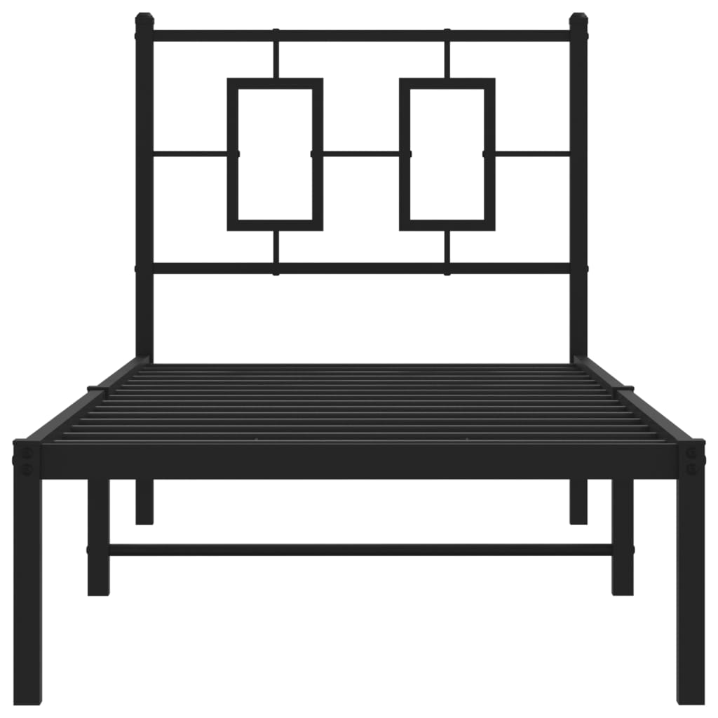 Estrutura de cama com cabeceira 80x200 cm metal preto