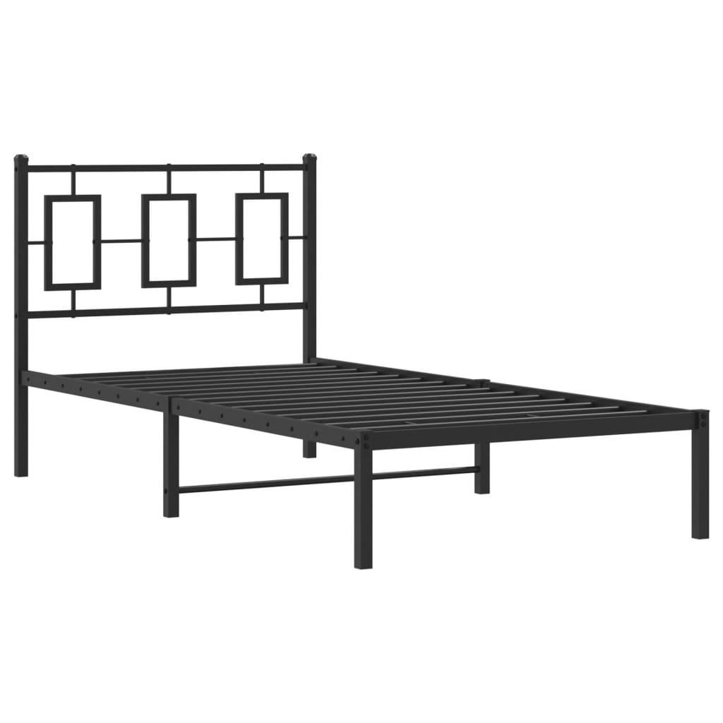 Estrutura de cama com cabeceira 90x190 cm metal preto