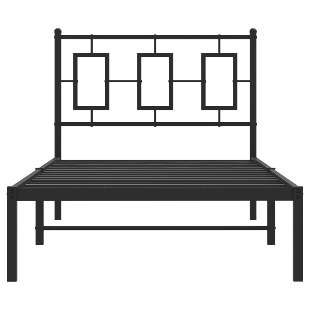 Estrutura de cama com cabeceira 90x190 cm metal preto