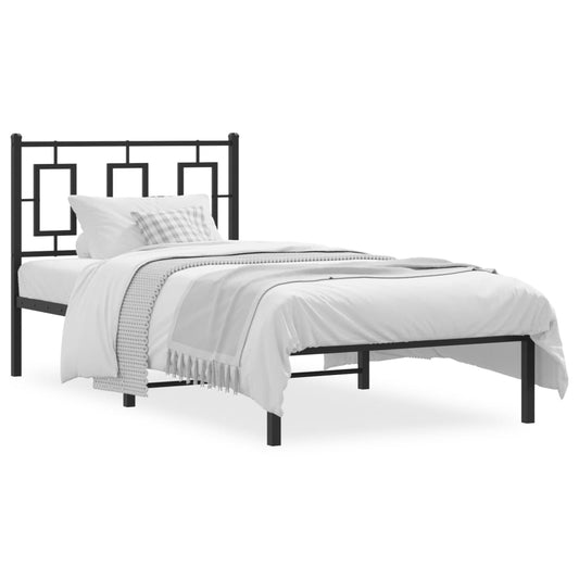 Estrutura de cama com cabeceira 90x200 cm metal preto