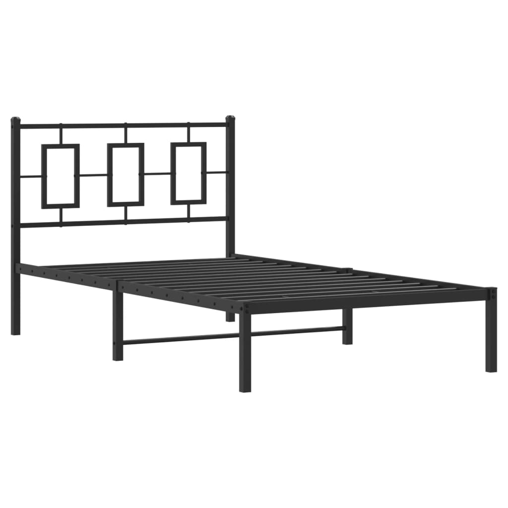 Estrutura de cama com cabeceira 100x190 cm metal preto