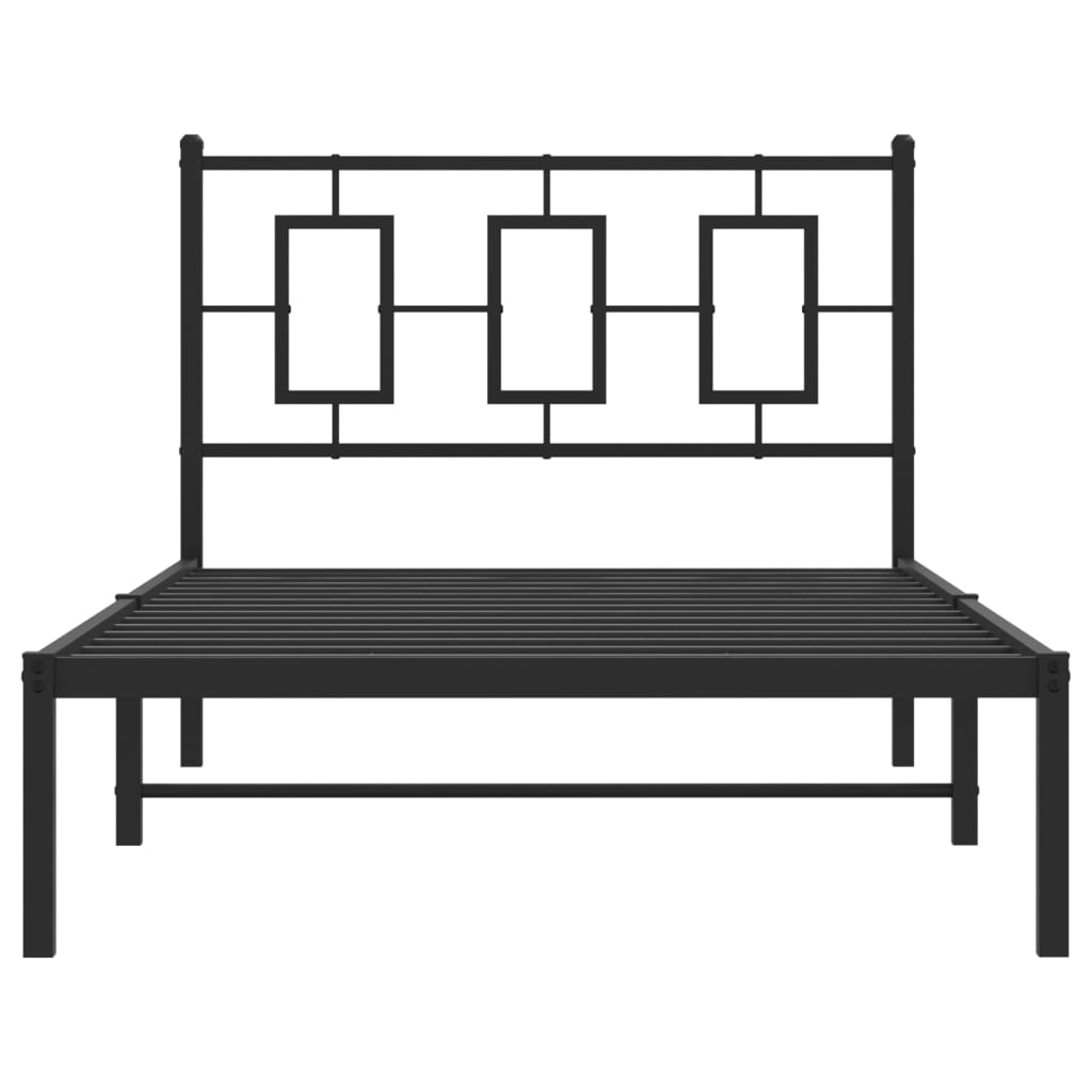 Estrutura de cama com cabeceira 100x200 cm metal preto