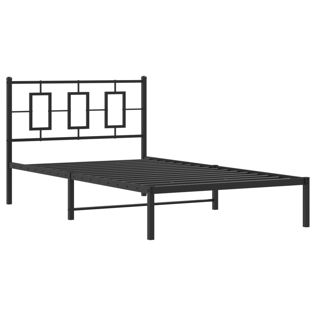 Estrutura de cama com cabeceira 107x203 cm metal preto