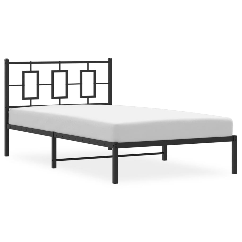 Estrutura de cama com cabeceira 107x203 cm metal preto