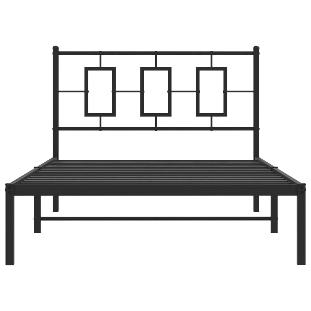 Estrutura de cama com cabeceira 107x203 cm metal preto