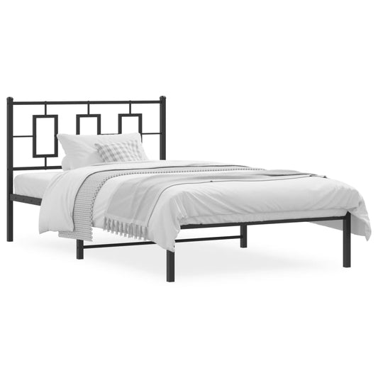 Estrutura de cama com cabeceira 107x203 cm metal preto