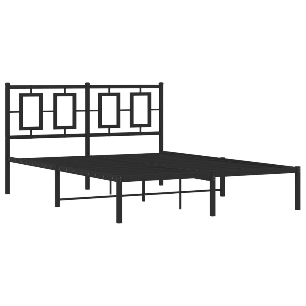 Estrutura de cama com cabeceira 135x190 cm metal preto