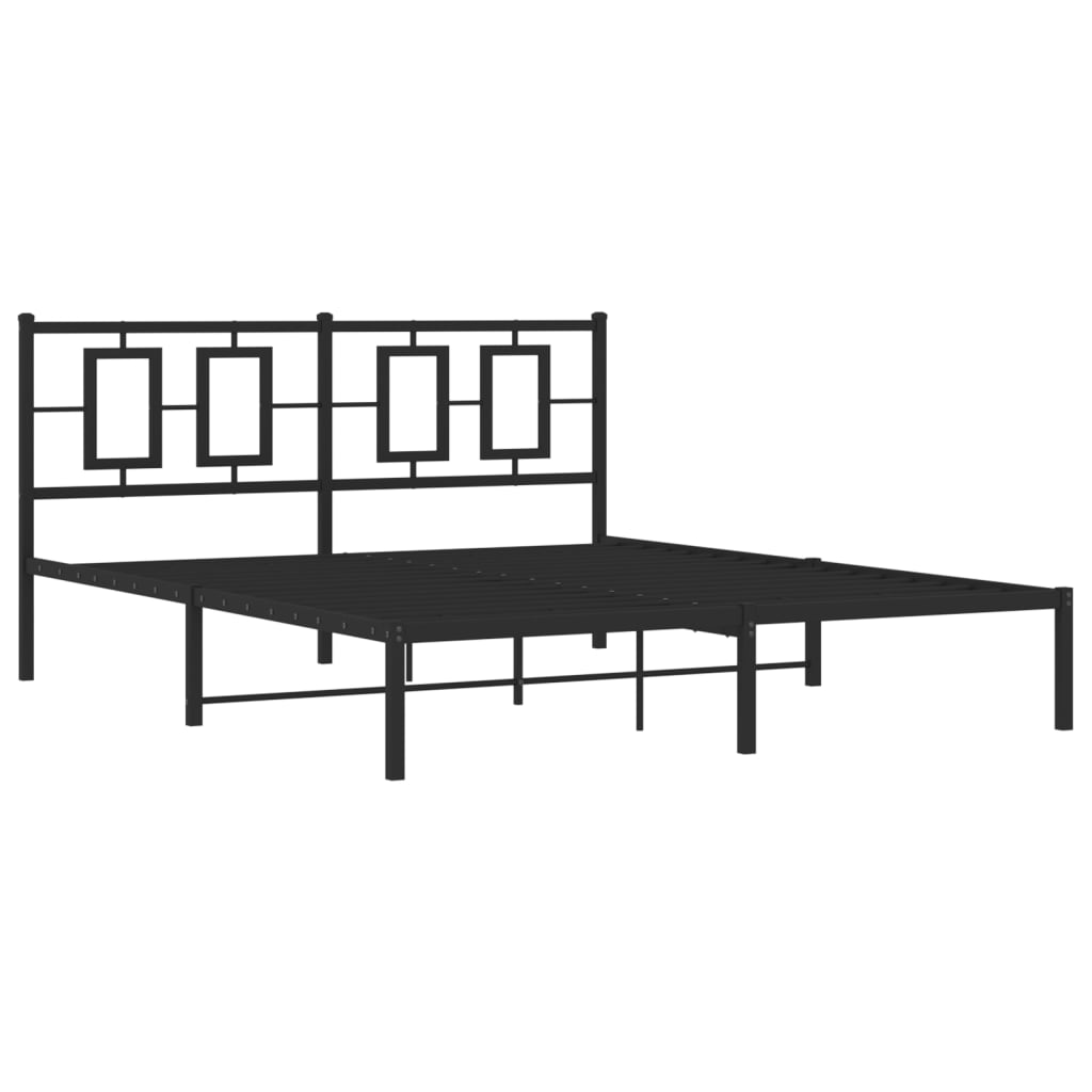 Estrutura de cama em metal com cabeceira 150x200 cm preto