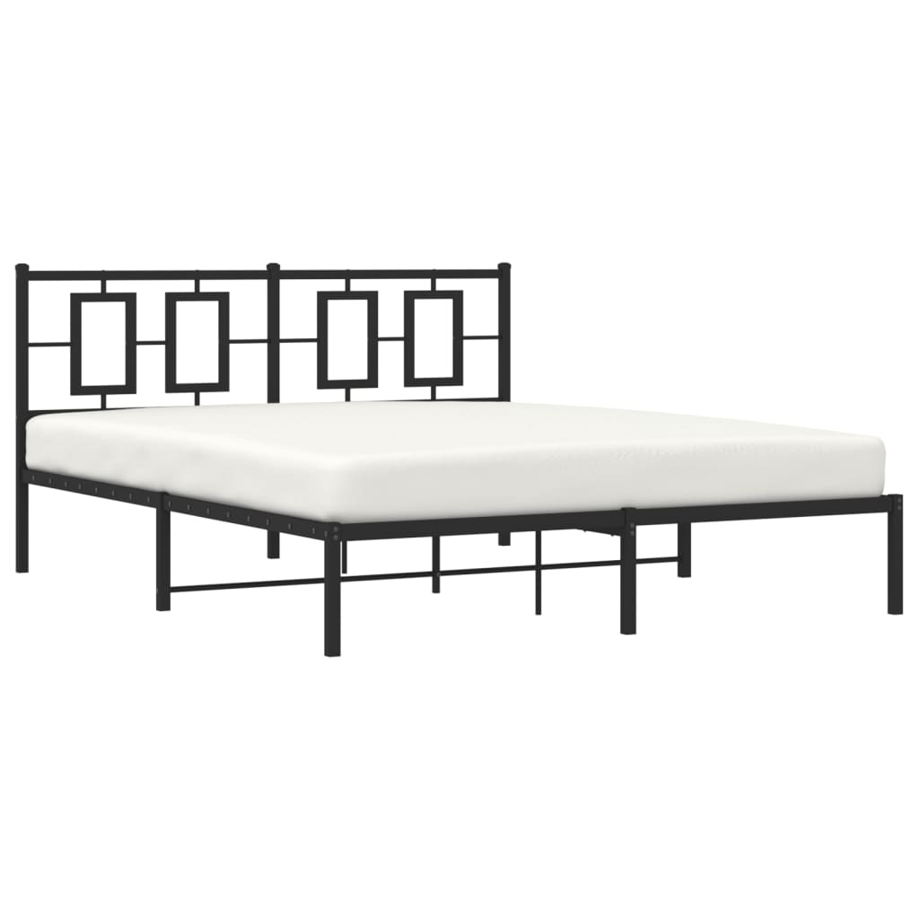 Estrutura de cama em metal com cabeceira 150x200 cm preto