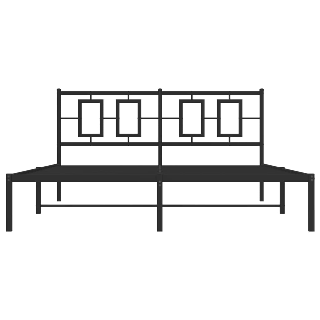 Estrutura de cama em metal com cabeceira 150x200 cm preto