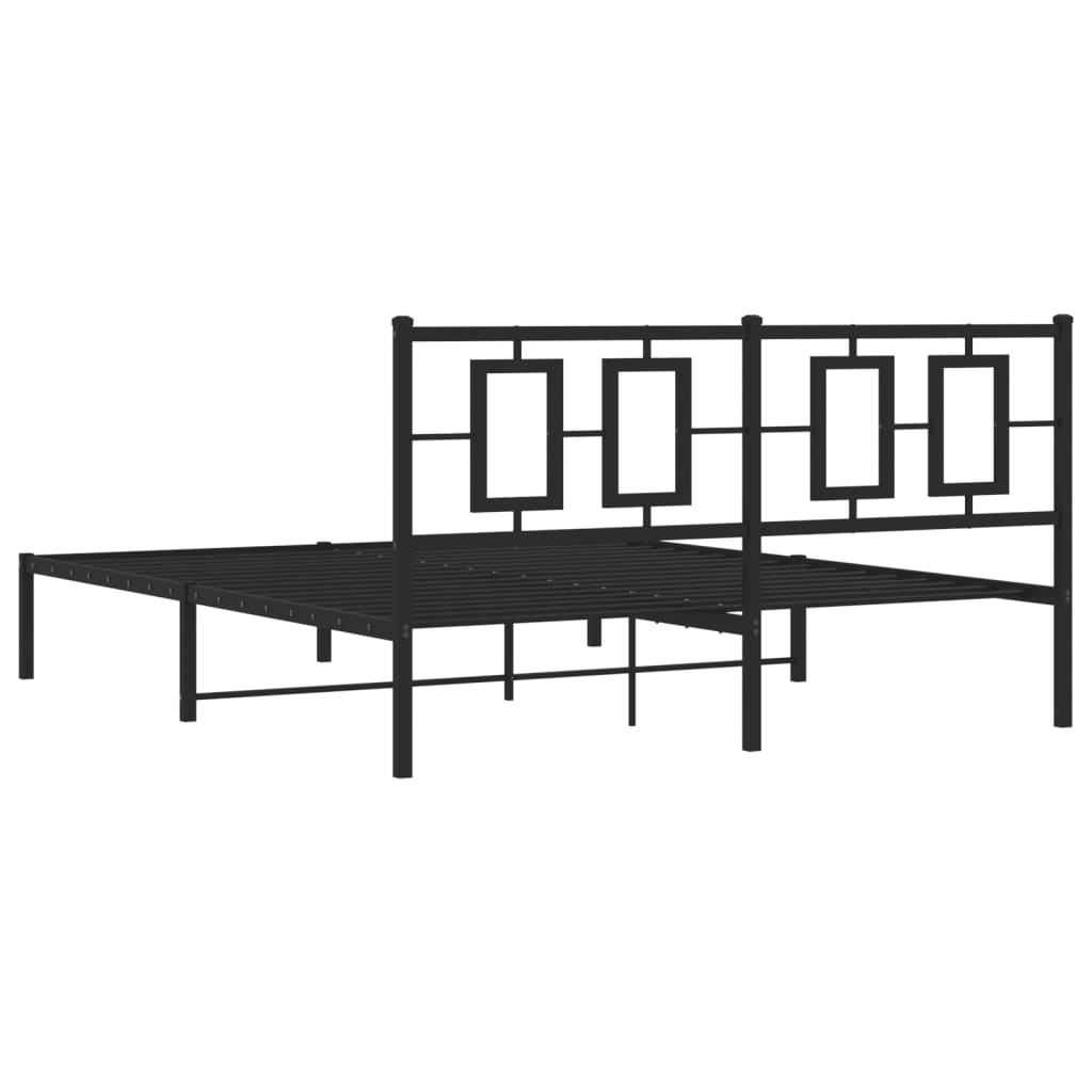 Estrutura de cama em metal com cabeceira 150x200 cm preto