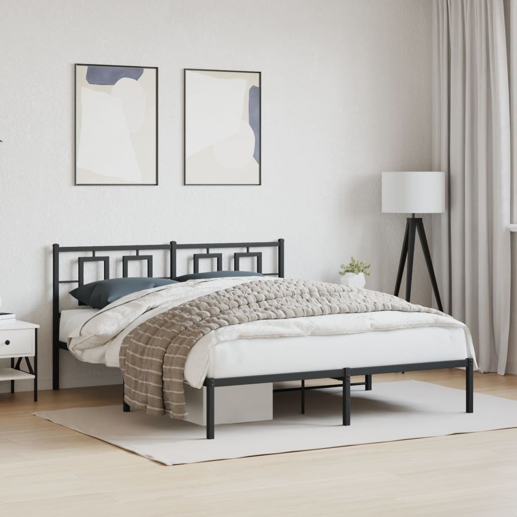 Estrutura de cama com cabeceira 160x200 cm metal preto