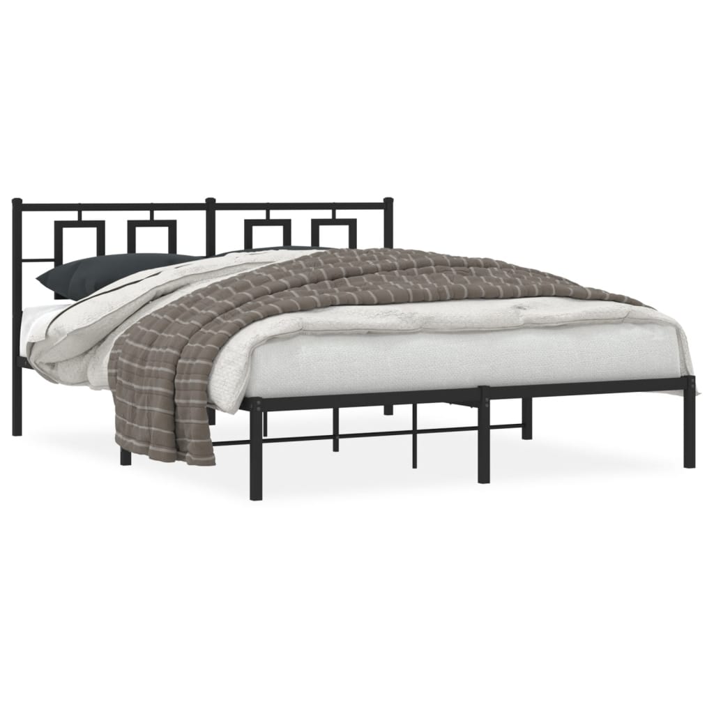 Estrutura de cama com cabeceira 160x200 cm metal preto