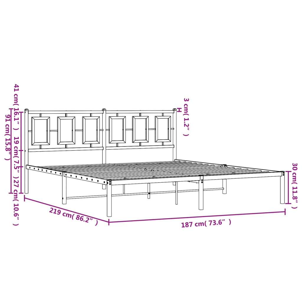 Estrutura de cama com cabeceira 183x213 cm metal preto