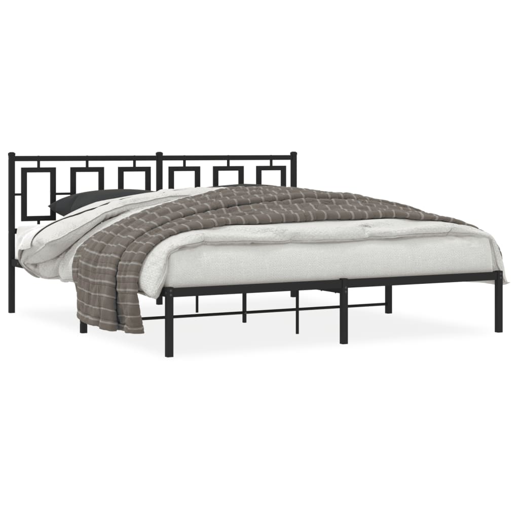 Estrutura de cama com cabeceira 183x213 cm metal preto